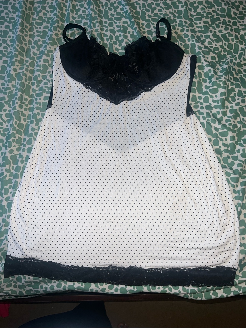 Victoria's Secret Black & White Polka Dot Lace Cami